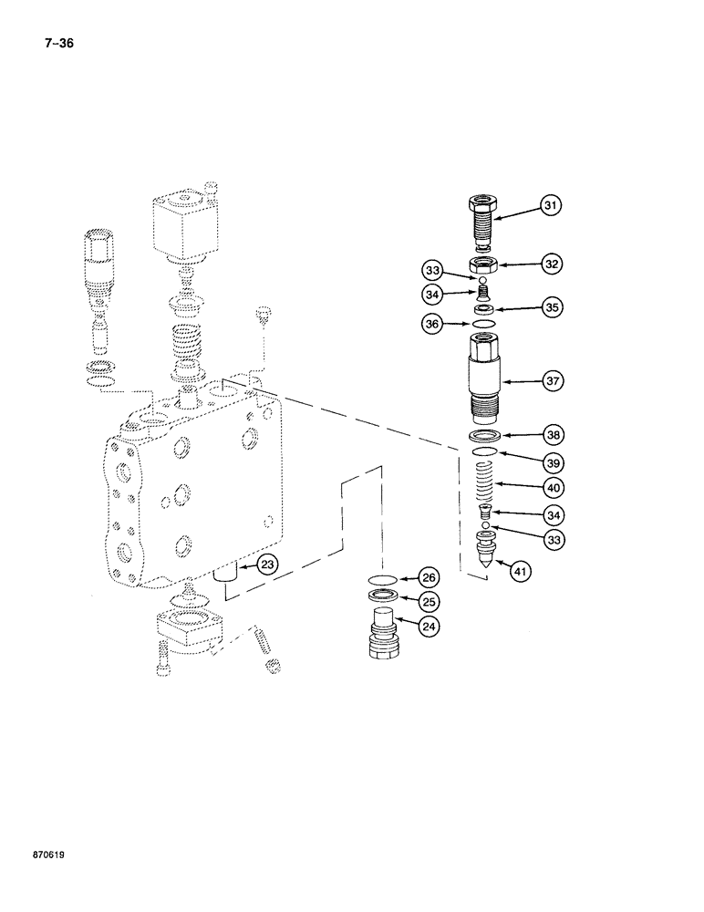 Схема запчастей Case 888 - (7-036) - DRIVE CONTROL VALVE, TRACK DRIVE SECTION, P.I.N. FROM 74213 TO 74418, 15201 TO 15262 (07) - BRAKES