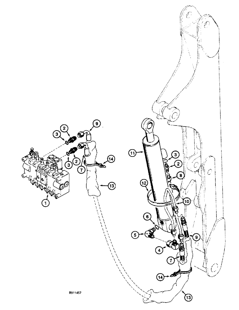 Схема запчастей Case 660 - (8-046) - BACKHOE BOOM CYLINDER HYDRAULIC CIRCUIT - D125 BACKHOE, PRIOR TO BACKHOE SERIAL NUMBER JAF0218189 (08) - HYDRAULICS