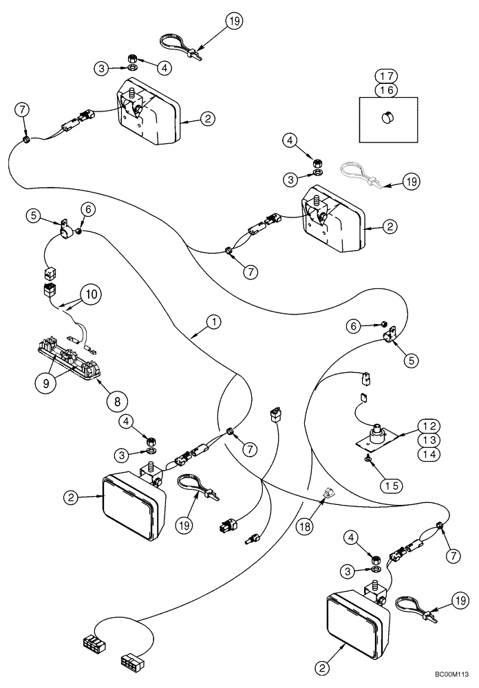 Схема запчастей Case 721D - (04-08) - HARNESS - CAB ROOF (04) - ELECTRICAL SYSTEMS