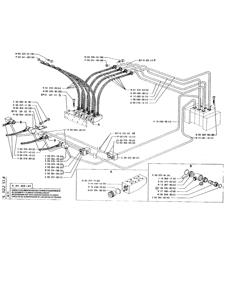 Схема запчастей Case RC200 - (046) - ATTACHMENT CYLINDER FEEDING CIRCUIT 