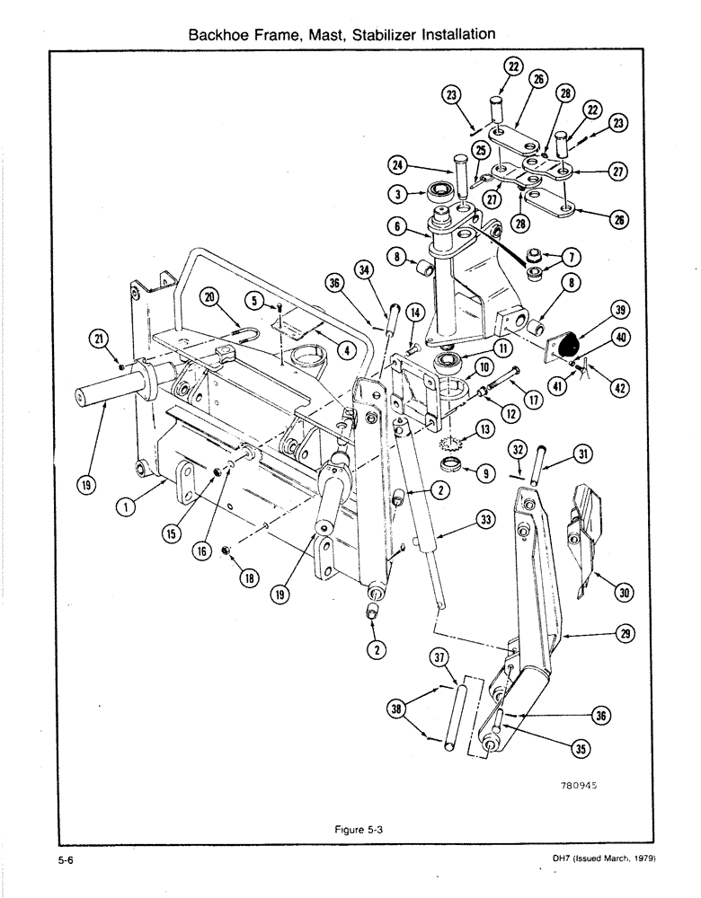 Схема запчастей Case DH7 - (5-06) - BACKHOE FRAME, MAST STABILIZER INSTALLATION (84) - BOOMS, DIPPERS & BUCKETS