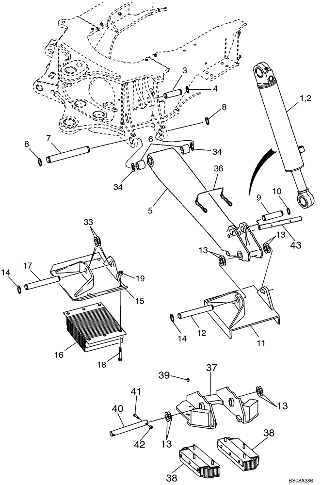 Схема запчастей Case 590SM - (09-21) - BACKHOE - STABILIZERS, PLATES AND PADS (09) - CHASSIS/ATTACHMENTS