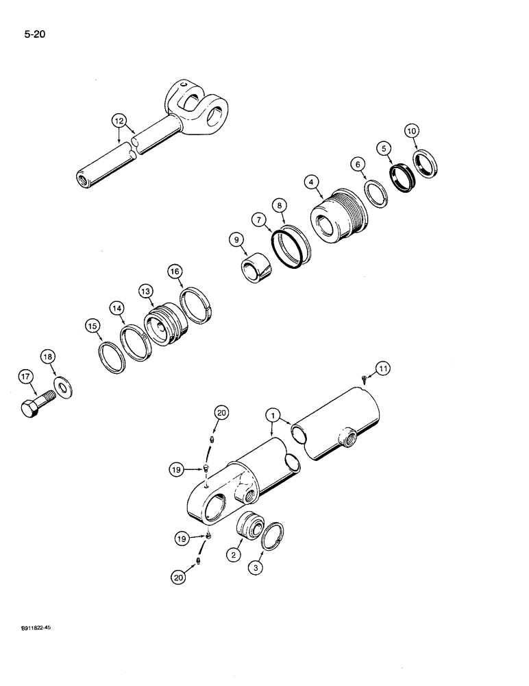 Схема запчастей Case 621 - (5-20) - STEERING CYLINDER (05) - STEERING