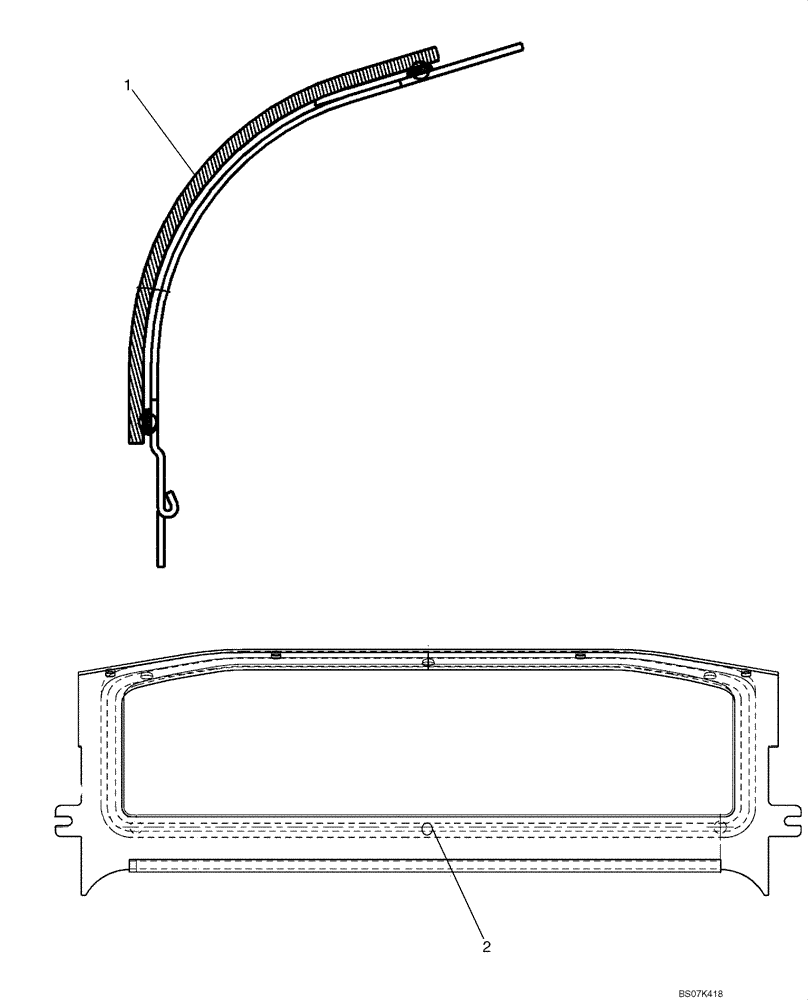 Схема запчастей Case 410 - (09-43) - CAB DOOR - VISOR (09) - CHASSIS