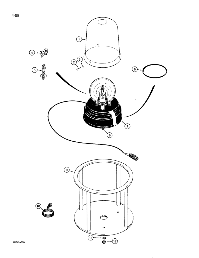 Схема запчастей Case 621 - (4-58) - ROTATING BEACON ASSEMBLY AND MOUNTING (04) - ELECTRICAL SYSTEMS