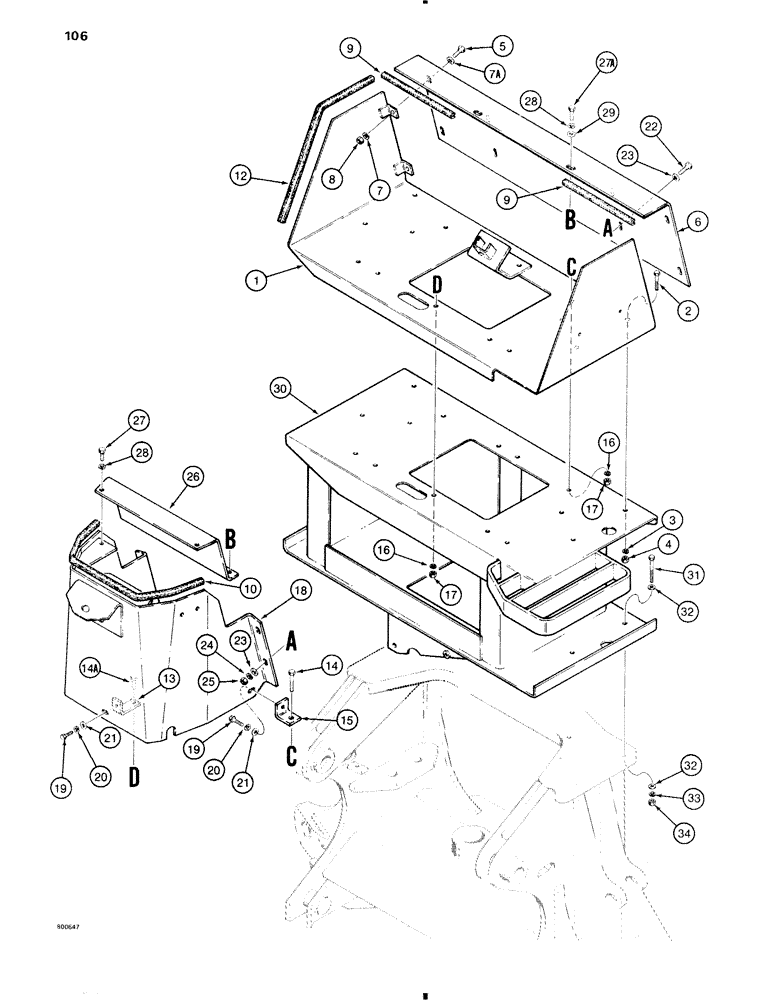 Схема запчастей Case 35 - (106) - BACKHOE CONTROL TOWER, W14 LOADER 