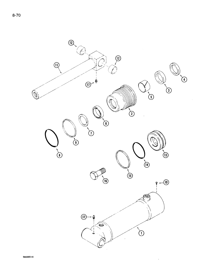 Схема запчастей Case 360 - (8-70) - PLOW LIFT CYLINDER (08) - HYDRAULICS