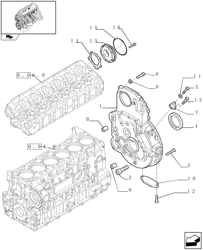 Схема запчастей Case F3BE0684N E904 - (0.04.3) - FLYWHEEL CASE (504051804 - 504045977) 