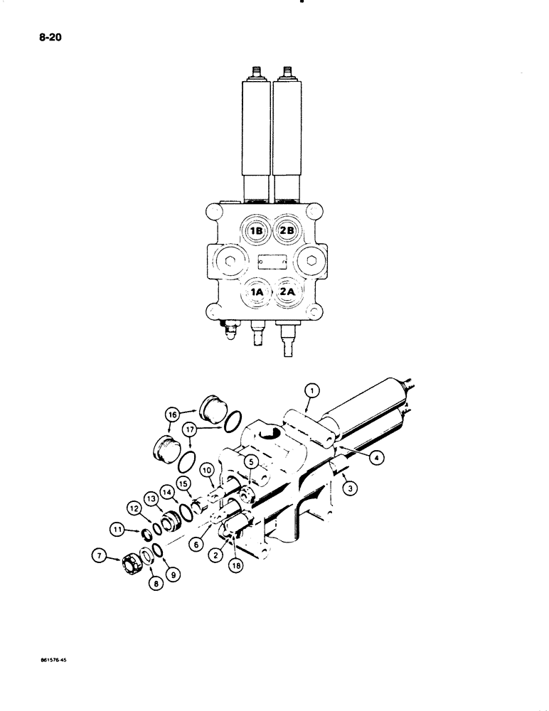 Схема запчастей Case W18B - (8-20) - L70410 LOADER CONTROL VALVE (2 SPOOL) (08) - HYDRAULICS