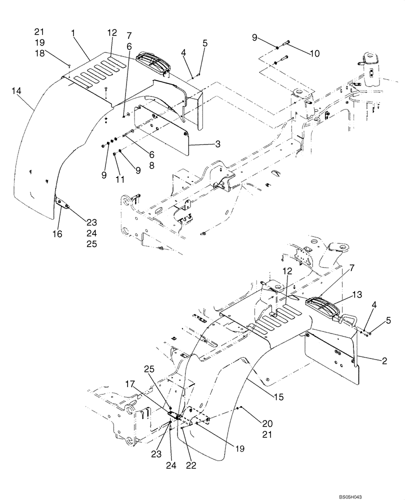 Схема запчастей Case 821E - (09-23) - FENDERS, REAR - STEPS (09) - CHASSIS