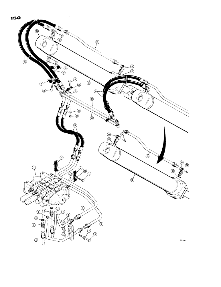 Схема запчастей Case 1150 - (150) - LOADER HYDRAULICS, TILT HYDRAULICS (07) - HYDRAULIC SYSTEM