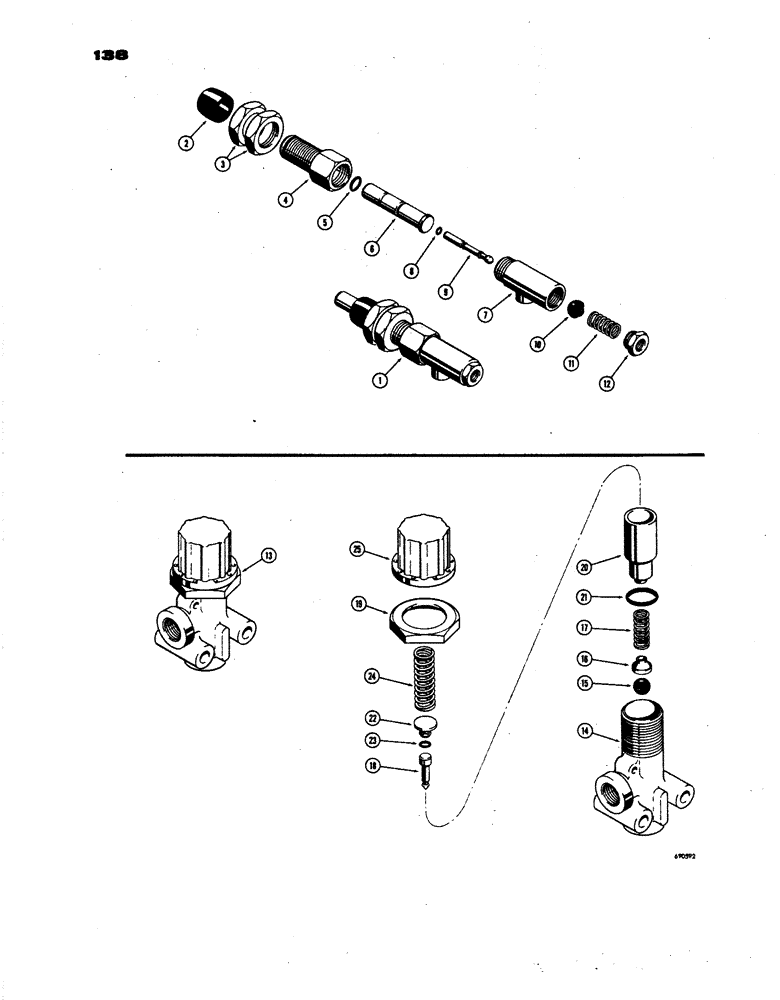 Схема запчастей Case W24B - (138) - BRAKE SYSTEM, CLUTCH CUTOUT CONTROL, AND PRESSURE PROTECTION VALVE,L14818 CLUTCH CUTOUT VALVE, (07) - BRAKES