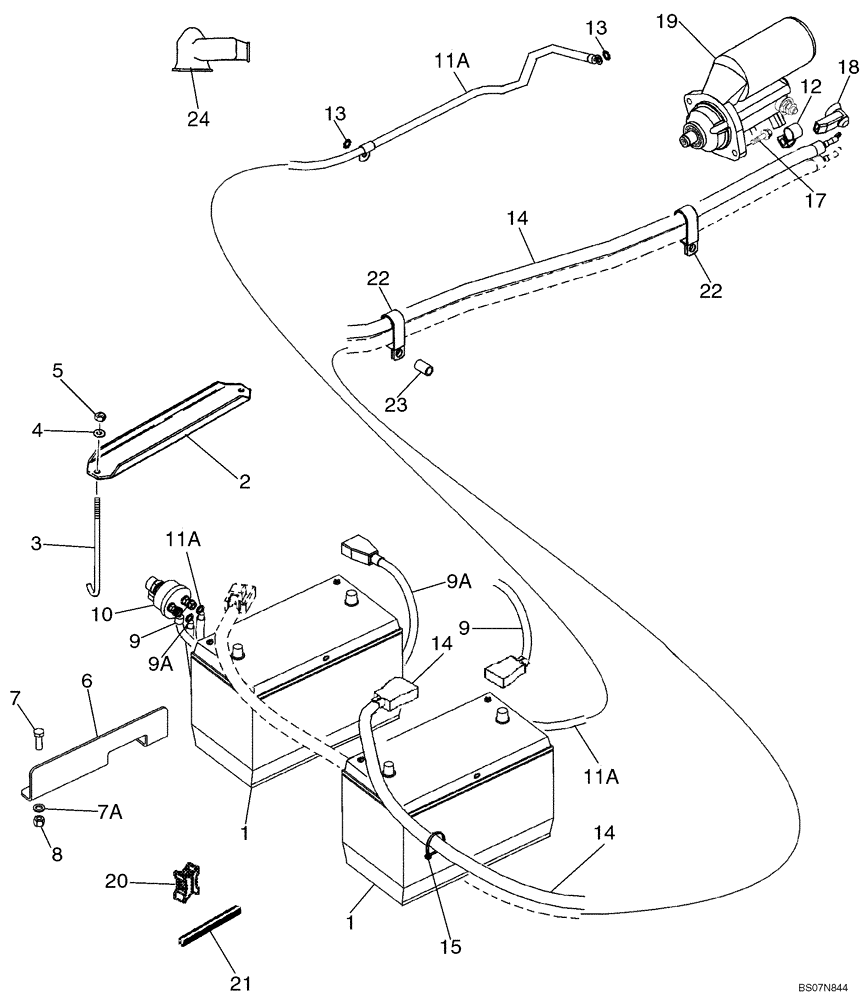 Схема запчастей Case 750L - (04-06) - BATTERY, DUAL - CANOPY, ROPS AND CAB (IF USED) (04) - ELECTRICAL SYSTEMS