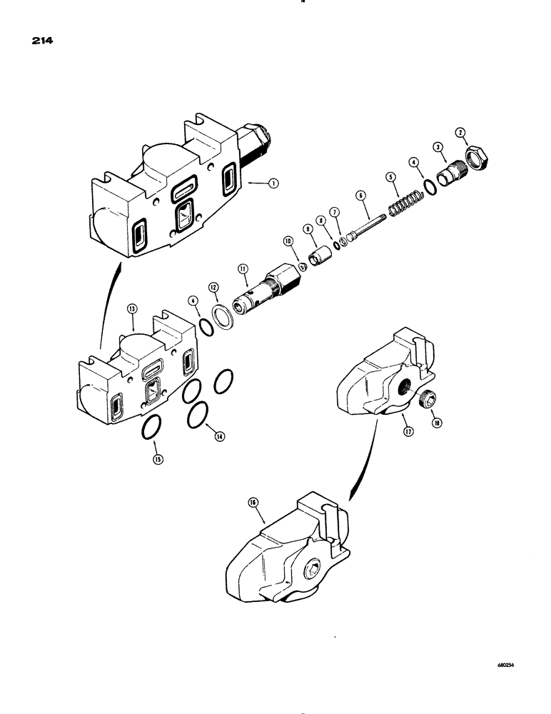 Схема запчастей Case 1150 - (214) - VALVE SECTION (07) - HYDRAULIC SYSTEM