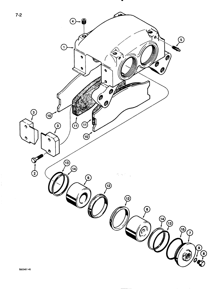 Схема запчастей Case W30 - (7-02) - GOODYEAR BRAKE CALIPER (07) - BRAKES