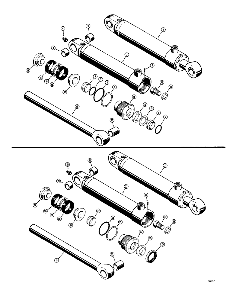 Схема запчастей Case 33 - (288) - BACKHOE STABILIZER CYLINDERS, CYLINDER WITH FLAT SNAP-IN TYPE OUTER ROD WIPER 