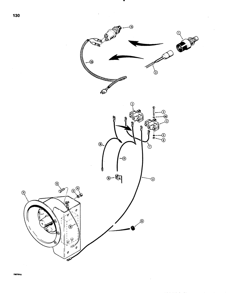 Схема запчастей Case 1150C - (130) - BACKUP ALARM (04) - ELECTRICAL SYSTEMS