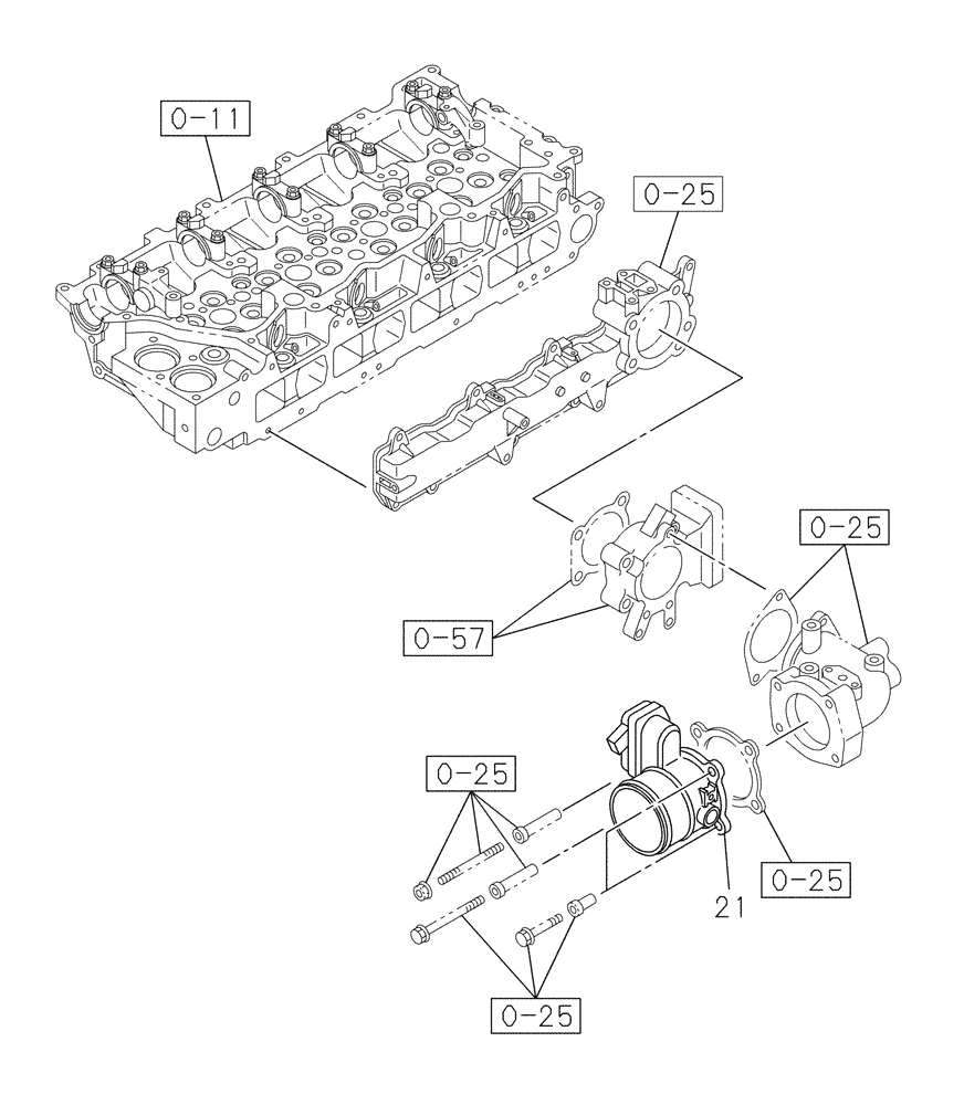 Схема запчастей Case CX210C LR - (10.254.05) - INTAKE PIPE (10) - ENGINE