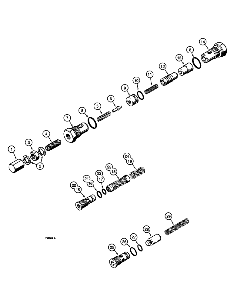 Схема запчастей Case W14 - (524) - MAIN RELIEF VALVE, USED ON HYDRECO VALVES, CIRCUIT RELIEF (08) - HYDRAULICS