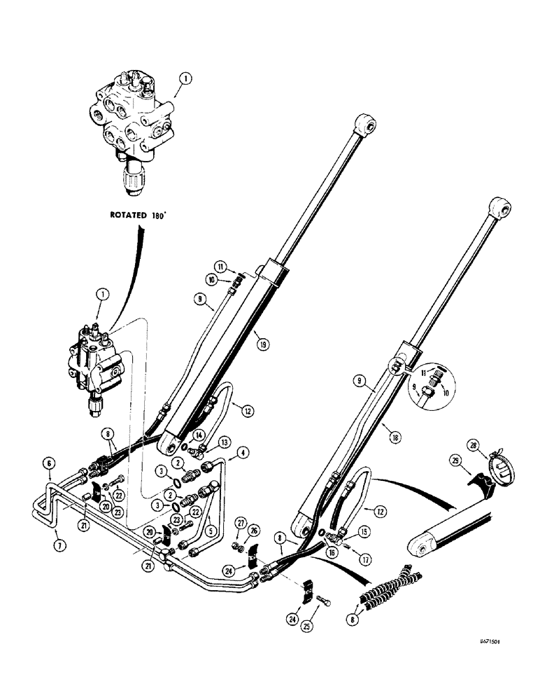 Схема запчастей Case 350 - (180) - LOADER LIFT HYDRAULIC CIRCUIT (07) - HYDRAULIC SYSTEM