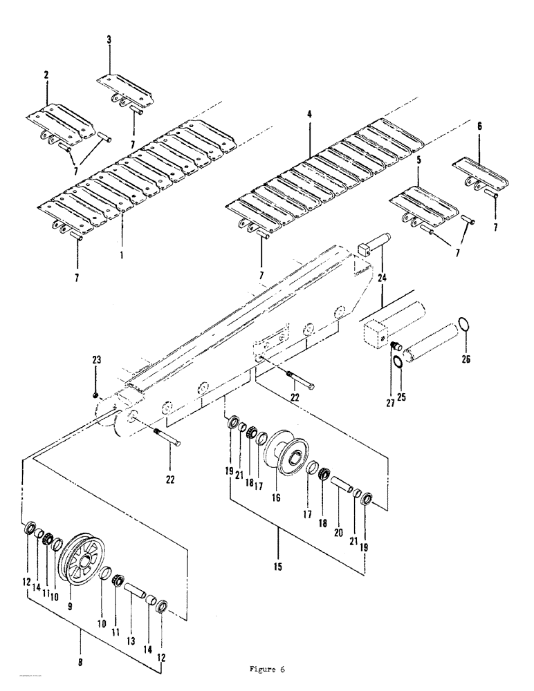 Схема запчастей Case 700 - (14) - TRACKS - TRACK ADJUSTING CYLINDER - IDLERS 