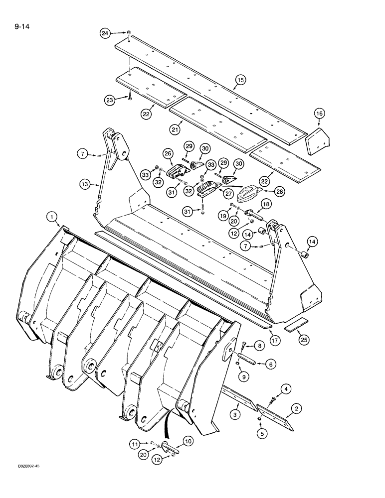 Схема запчастей Case 721 - (9-014) - AUXILIARY (CLAM) BUCKET (09) - CHASSIS/ATTACHMENTS