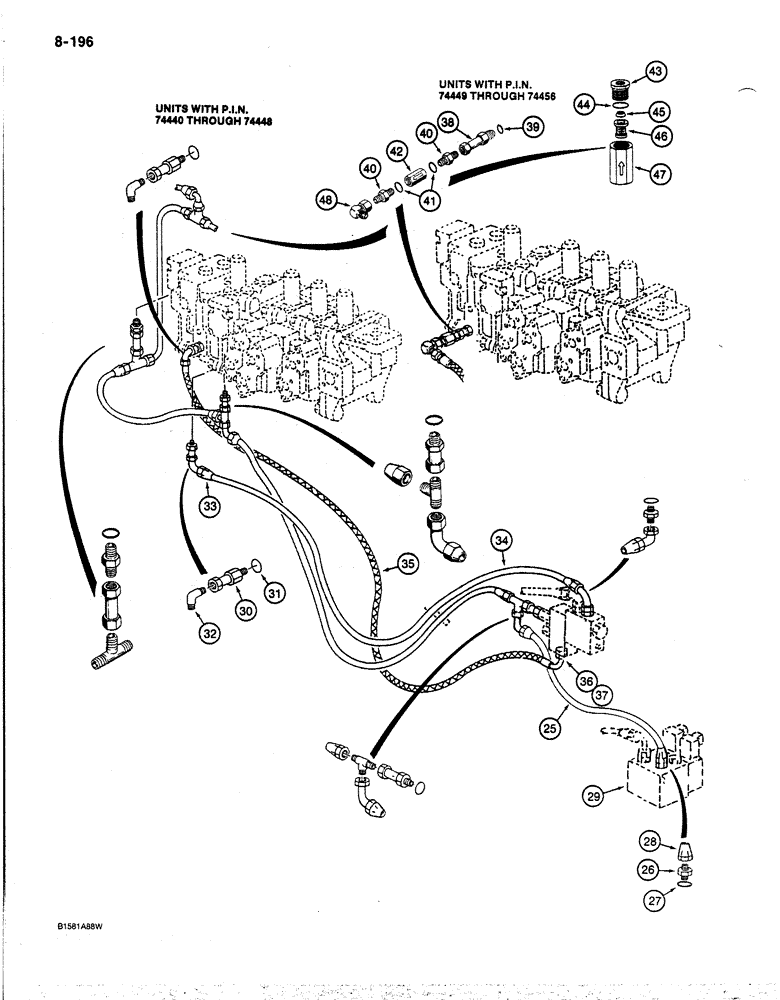 Схема запчастей Case 170B - (8-196) - HYDRAULIC CONTROL CIRCUIT, FOR HEAVY LIFT, P.I.N. 74400 THRU 74456 (08) - HYDRAULICS