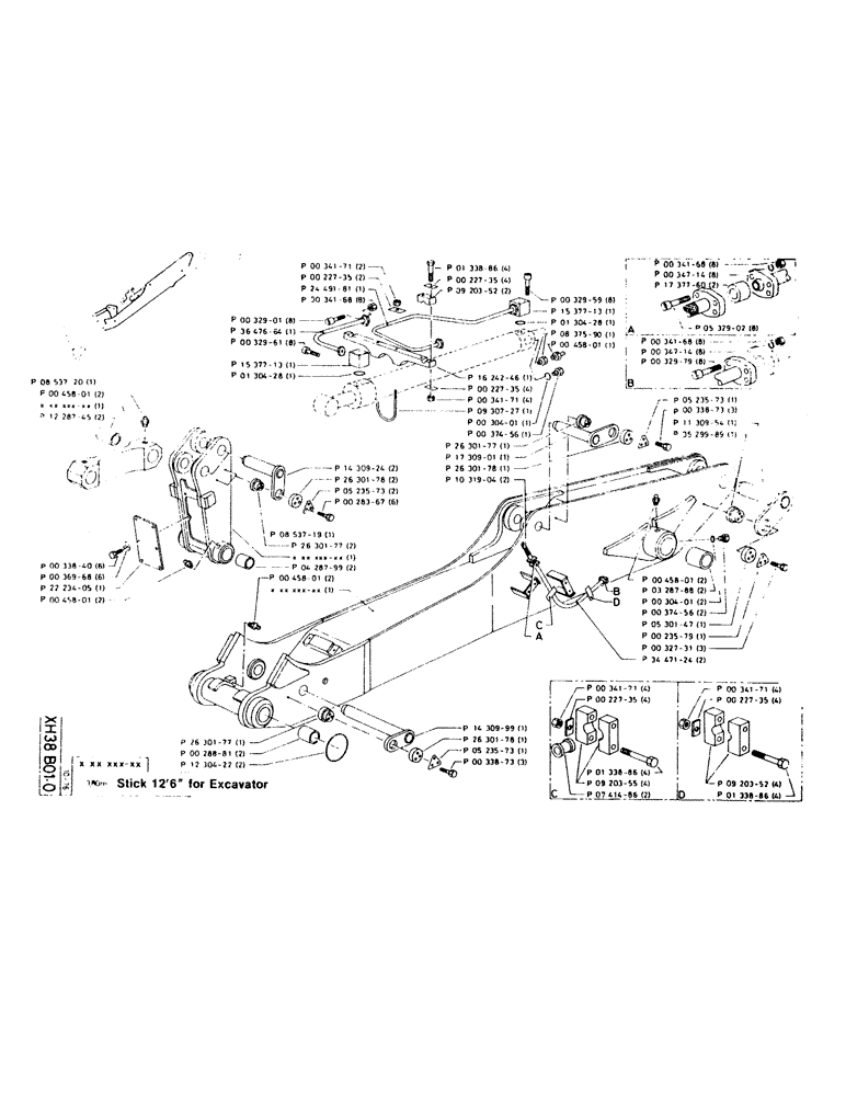 Схема запчастей Case 220CKS - (87) - STICK 126" FOR EXCAVATOR (14) - DIPPERSTICKS