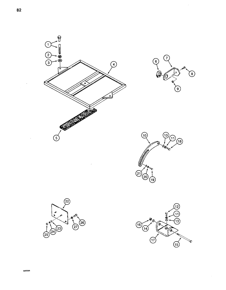 Схема запчастей Case 880C - (082) - BATTERY, ALTERNATOR, AND HORN BRACKETS (06) - ELECTRICAL SYSTEMS