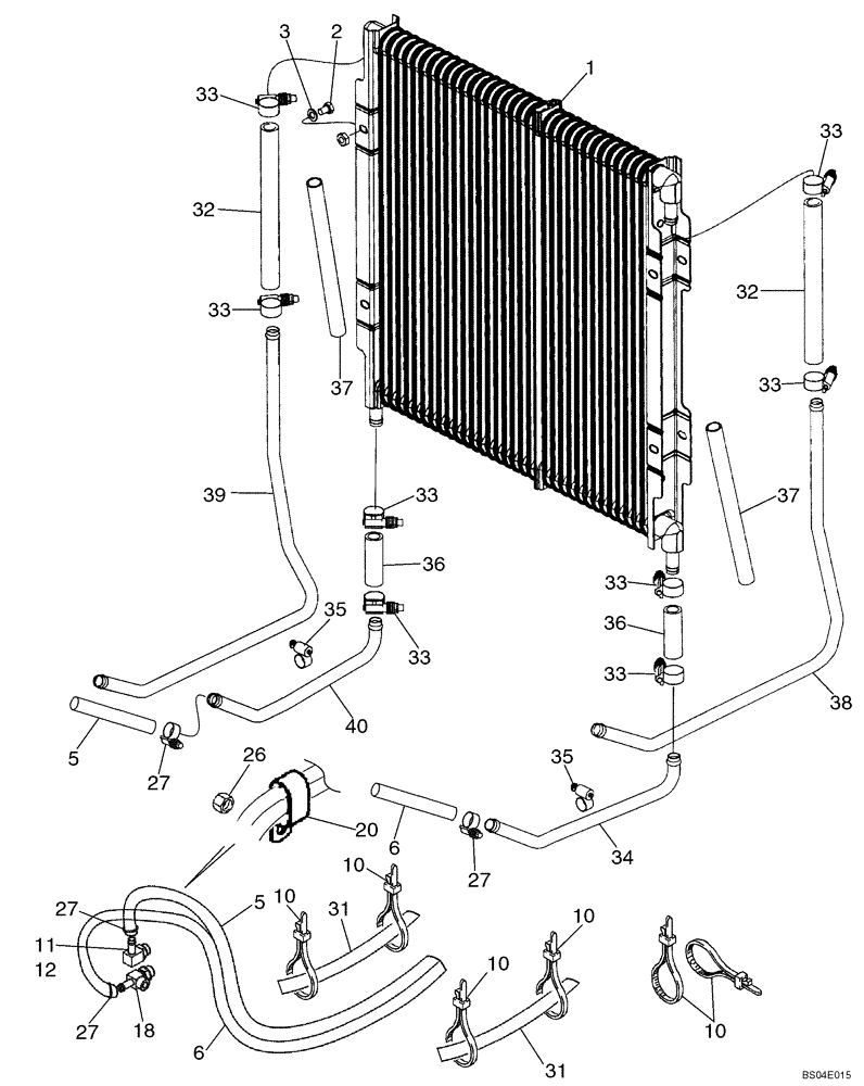 Схема запчастей Case 590SM - (06-11) - COOLING SYSTEM - TRANSMISSION (MODELS WITH POWERSHIFT)(WITH CUT HOSES AT COOLER) (06) - POWER TRAIN