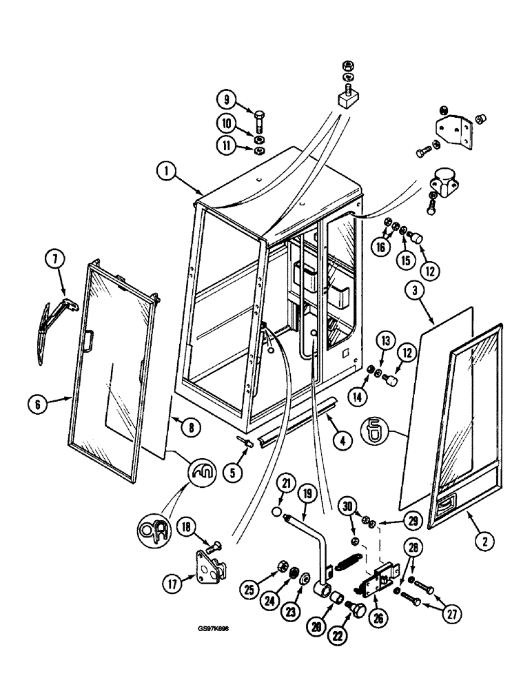 Схема запчастей Case 220B - (9-074) - CAB, CAB FRAME AND RELATED PARTS, P.I.N. 74441 THROUGH 74597, P.I.N. 03201 AND AFTER (09) - CHASSIS