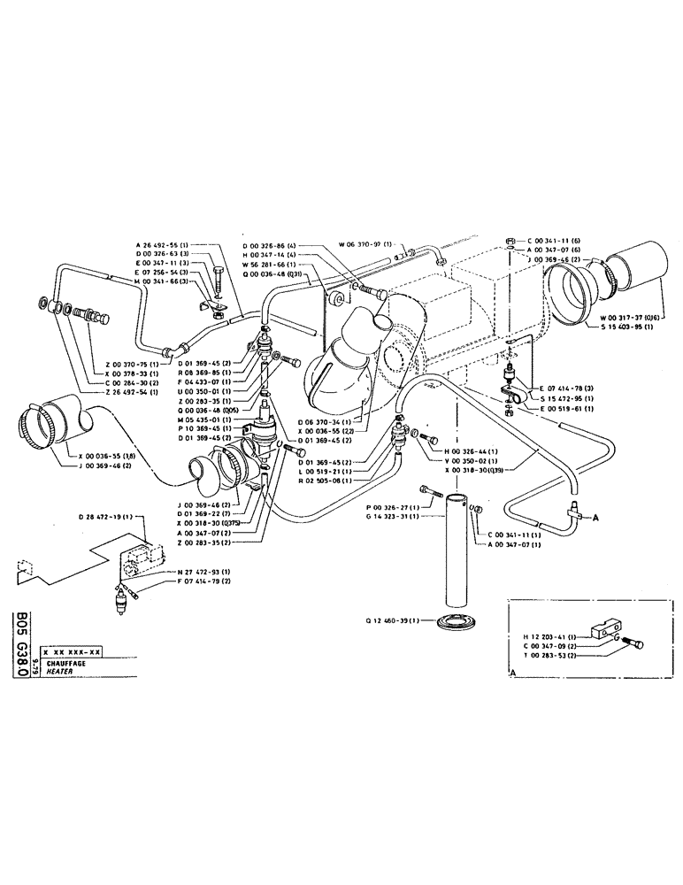 Схема запчастей Case 220 - (047) - HEATER (12) - Chassis/Attachments