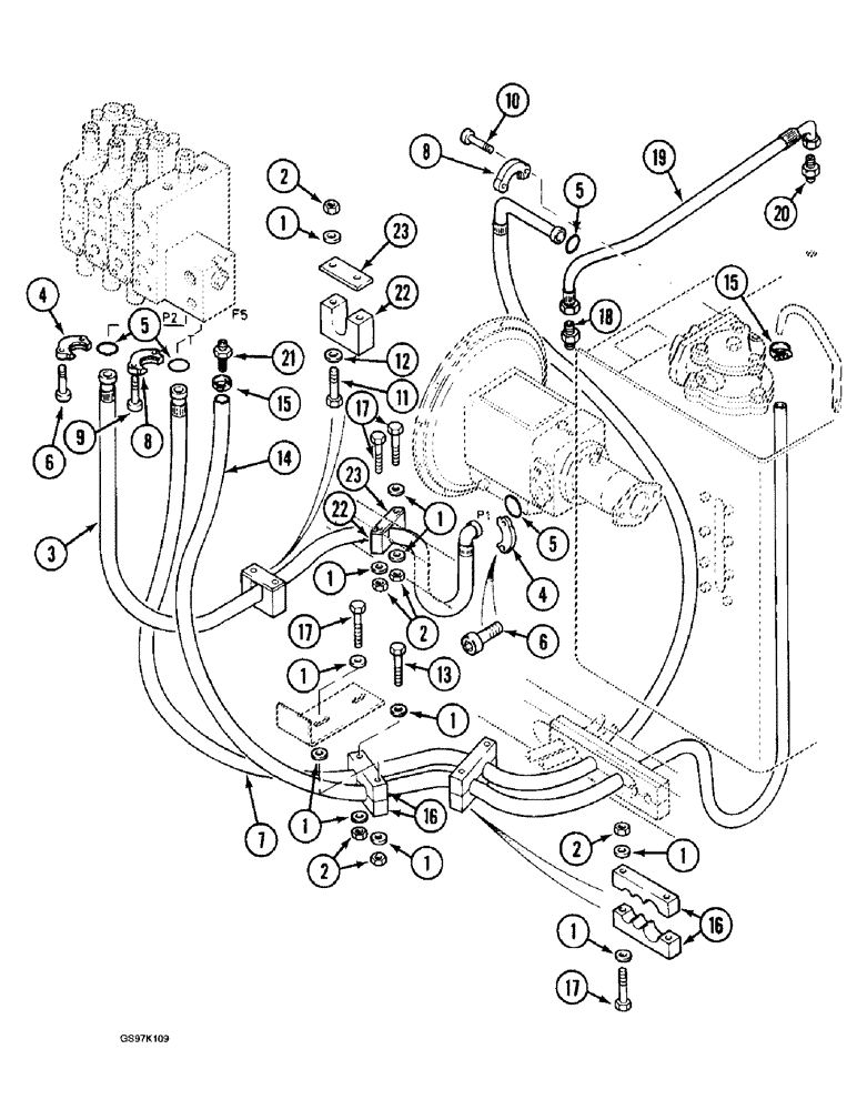 Схема запчастей Case 888 - (8B-06) - HYD. PUMP LINES, PUMP TO ATTACHMENT CONTROL VALVE, P.I.N. 15638 AND AFTER, P.I.N. 106812 AND AFTER (08) - HYDRAULICS