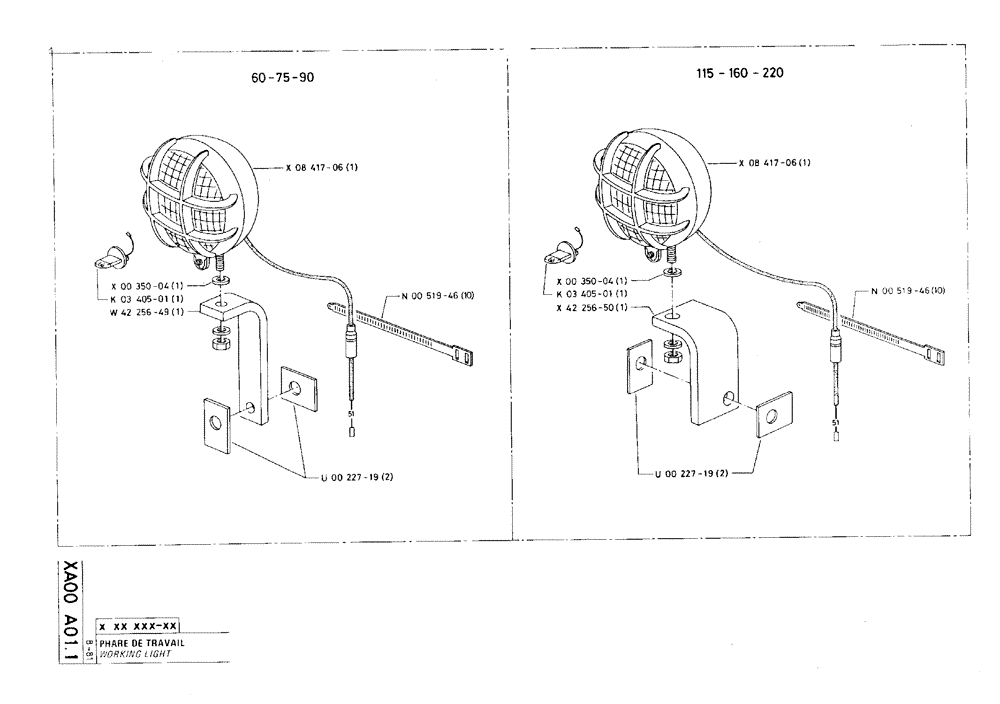 Схема запчастей Case 75C - (XA00 A01.1) - WORKING LIGHT (06) - ELECTRICAL SYSTEMS