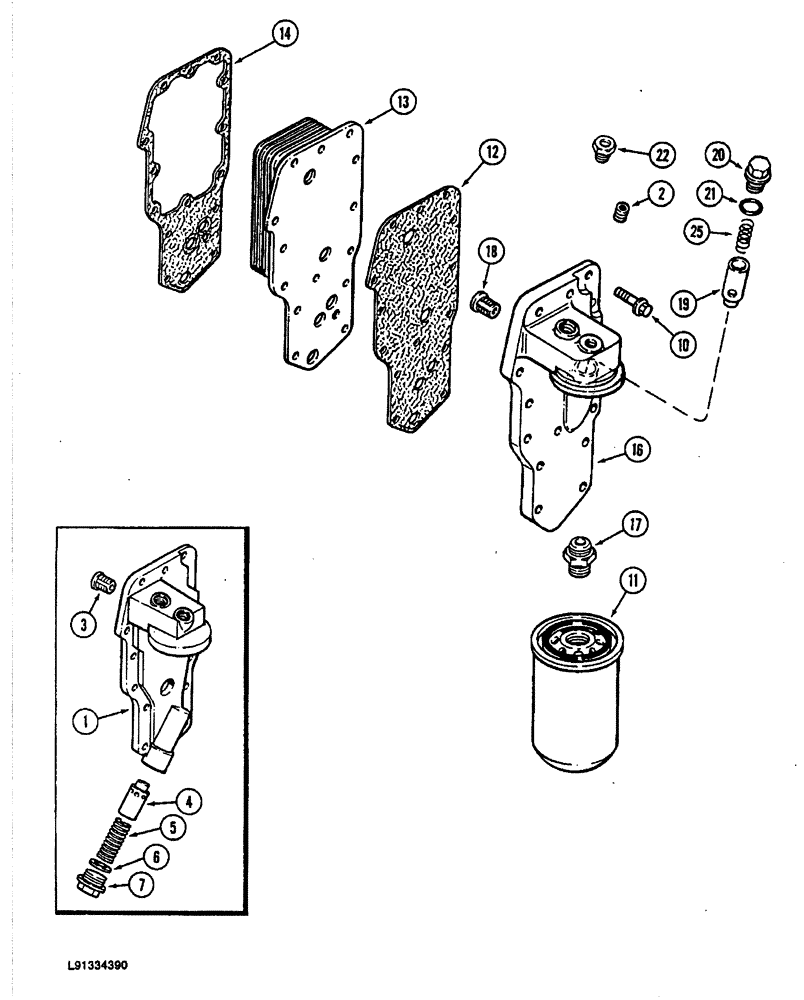 Схема запчастей Case 688 - (2-24) - OIL FILTER AND COOLER, 4T-390 DIESEL ENGINE (02) - ENGINE