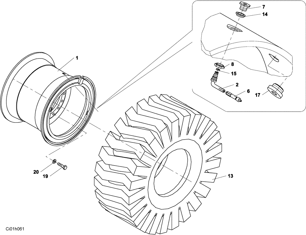 Схема запчастей Case SV228 - (07-005-00[01]) - REAR WHEELS (03) - TRANSMISSION