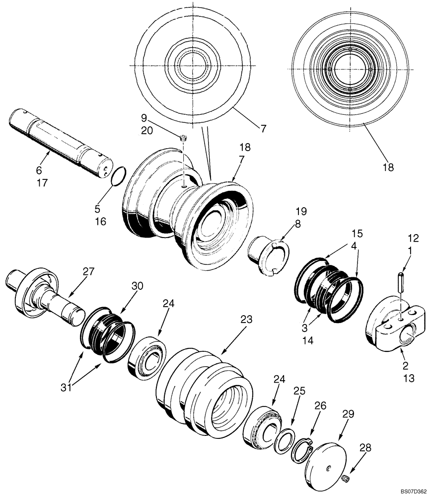 Схема запчастей Case 750K - (05-07) - TRACK ROLLER (11) - TRACKS/STEERING