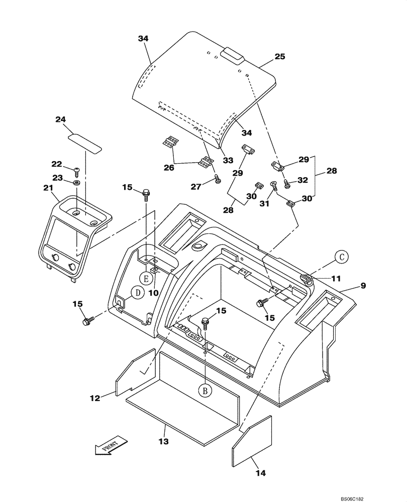 Схема запчастей Case CX700 - (09-026-00[01]) - OPERATORS COMPARTMENT - BOX (09) - CHASSIS/ATTACHMENTS