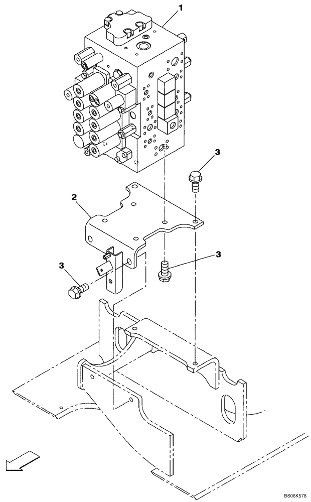 Схема запчастей Case CX210B - (08-56) - KRJ10310 CONTROL VALVE - SUPPORT (08) - HYDRAULICS