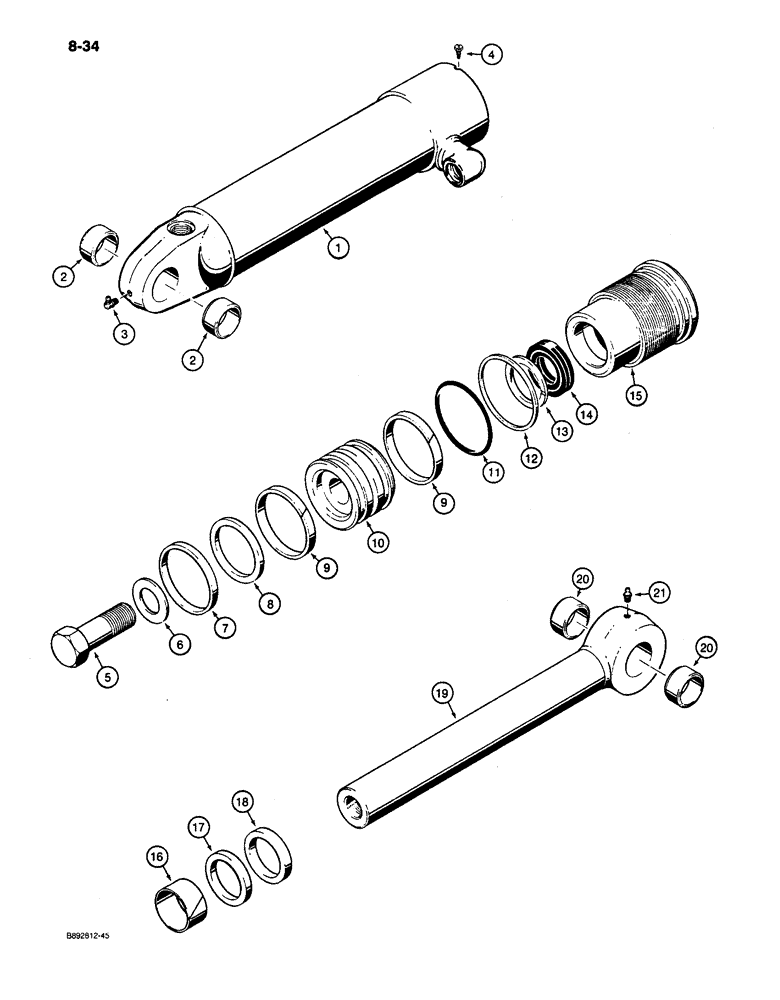 Схема запчастей Case 650 - (8-34) - RIPPER CYLINDERS - G101214 AND G101215 (08) - HYDRAULICS