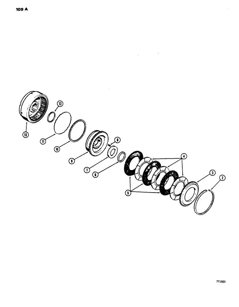 Схема запчастей Case 450 - (109A) - TRANSMISSION FORWARD AND REVERSE CLUTCHES, FOR (03) - TRANSMISSION