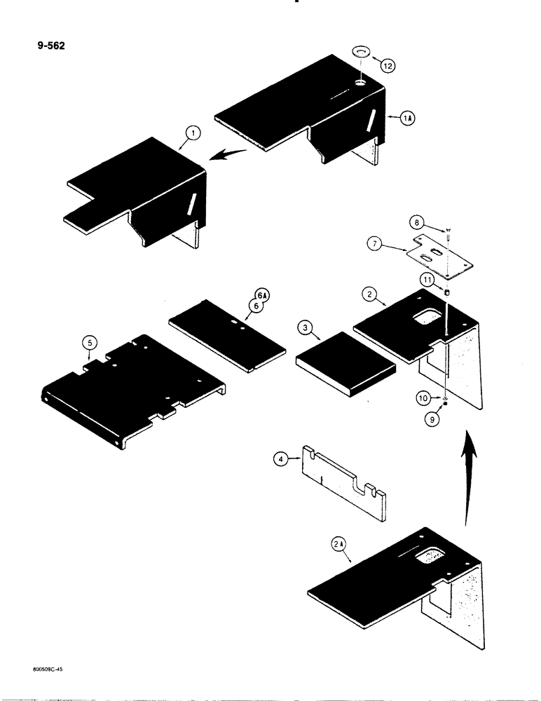 Схема запчастей Case 1455B - (9-562) - CAB, NOISE REDUCTION PADS (09) - CHASSIS/ATTACHMENTS