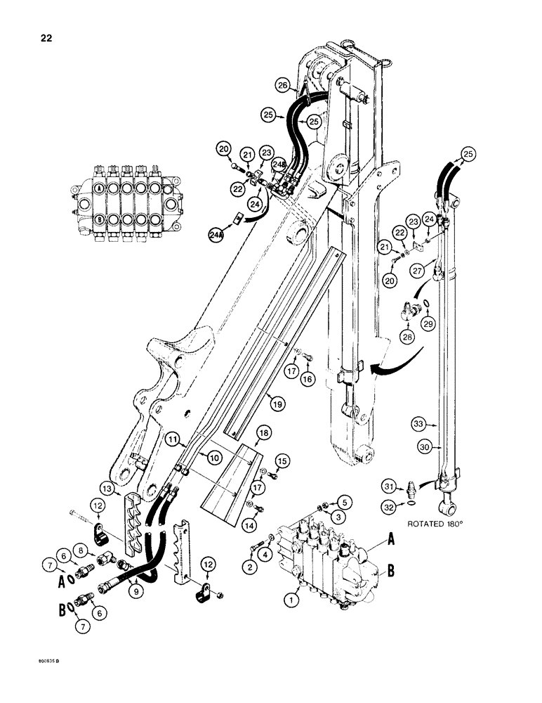 Схема запчастей Case 35A - (22) - EXTENDABLE DIPPER HYDRAULIC CIRCUIT 