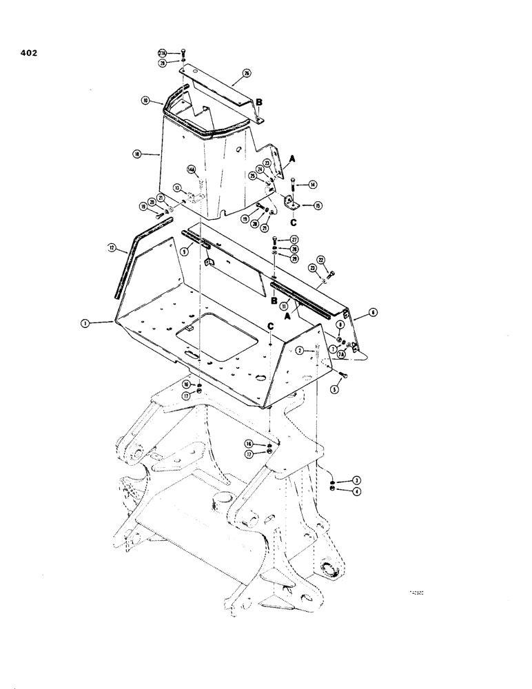 Схема запчастей Case 35 - (402) - BACKHOE CNTRL TOWER, CASE - CESSNA VALVES, USED ON MDLS W/ BACKHOE SN 5251151 & AFT 