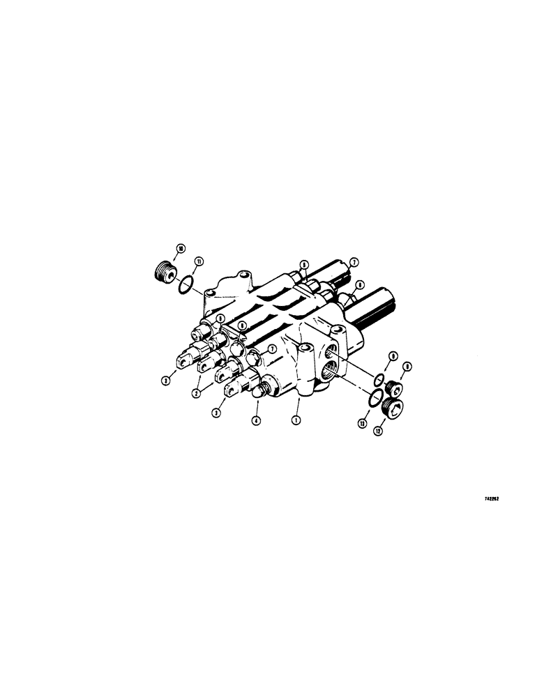 Схема запчастей Case 450 - (321A[1]) - R33802 ANGLE DOZER CONTROL VALVE (4 SPOOL) USED WITH DUAL PULL BEHIND HYDRAULICS (07) - HYDRAULIC SYSTEM