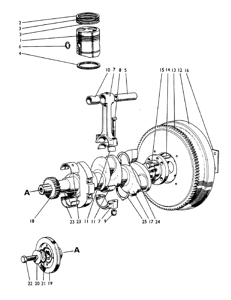 Схема запчастей Case 380CK - (008) - PISTONS AND CRANKSHAFT 