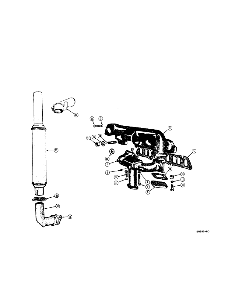 Схема запчастей Case 320B - (014[A]) - MANIFOLD AND MUFFLER - GAS 