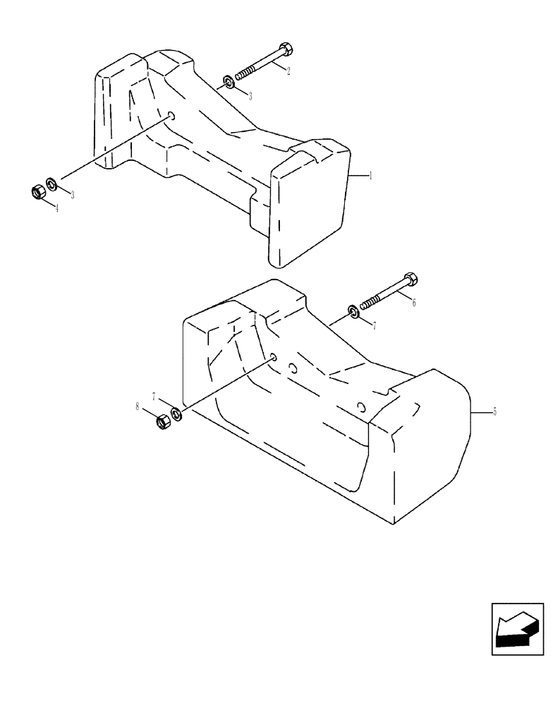 Схема запчастей Case 580SM - (37.140.01) - COUNTERWEIGHT, FRONT (37) - HITCHES, DRAWBARS & IMPLEMENT COUPLINGS