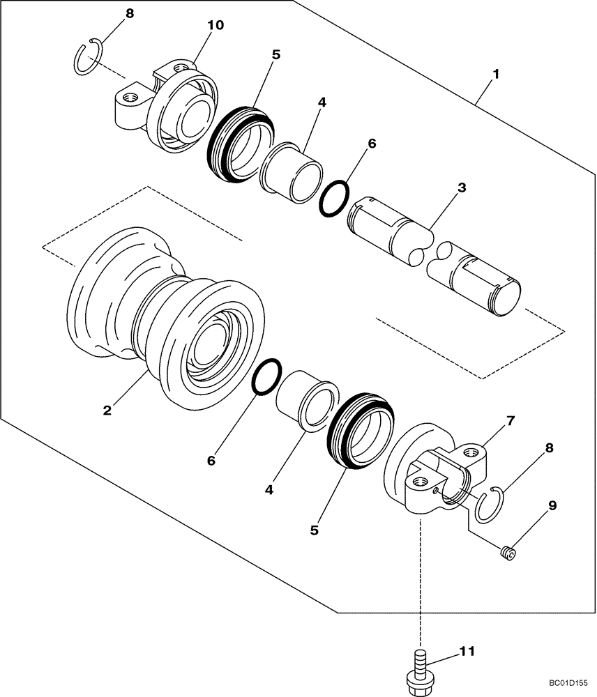 Схема запчастей Case CX350B - (05-03) - TRACK - ROLLER, LOWER (11) - TRACKS/STEERING