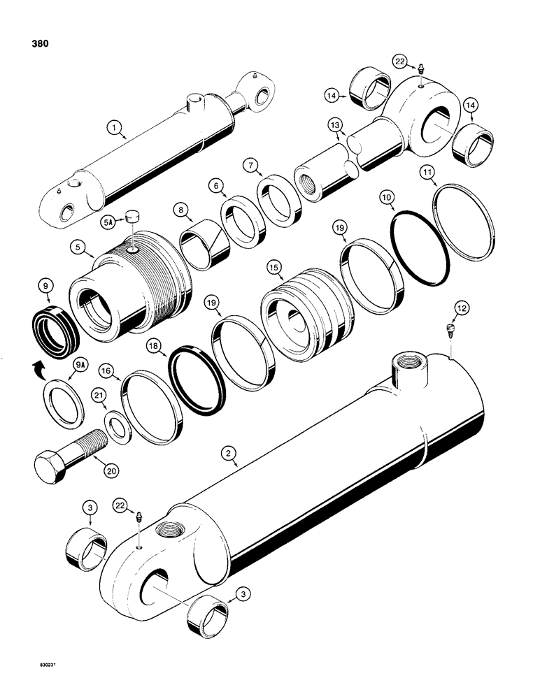 Схема запчастей Case 480C - (380) - G101189 THREE-POINT HITCH LIFT CYLINDER, WITH ONE PIECE PISTON (35) - HYDRAULIC SYSTEMS